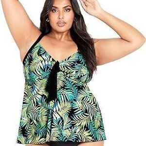 EVANS Women's Flyaway Print Tankini Top, Size 26